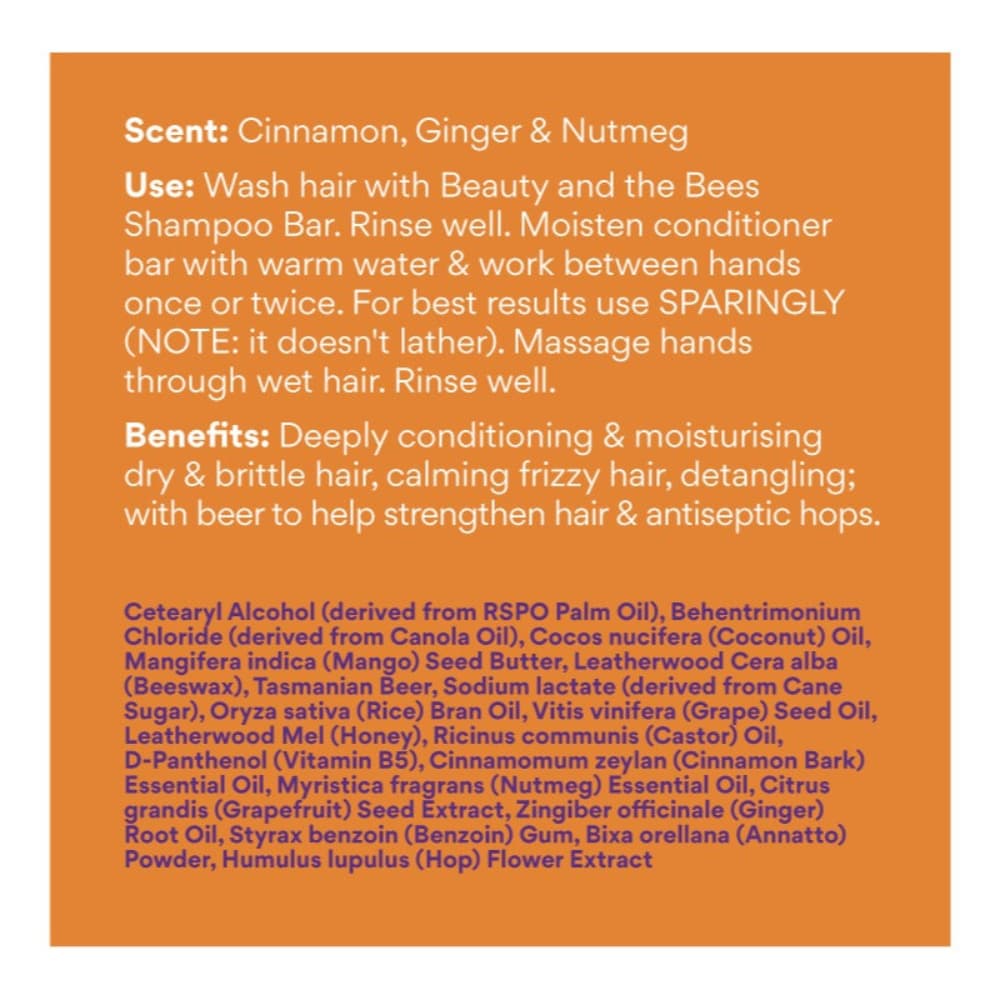 Beauty and the Bees Tasmanian Real Beer Conditioner Bar 50g