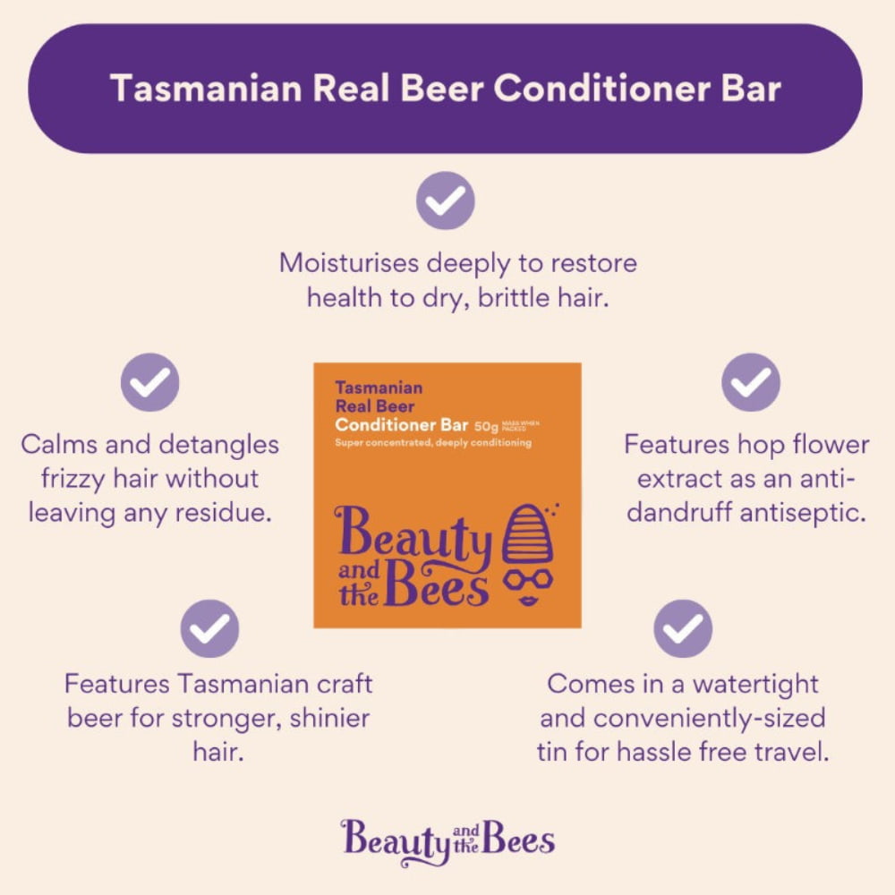 Beauty and the Bees Tasmanian Real Beer Conditioner Bar 50g