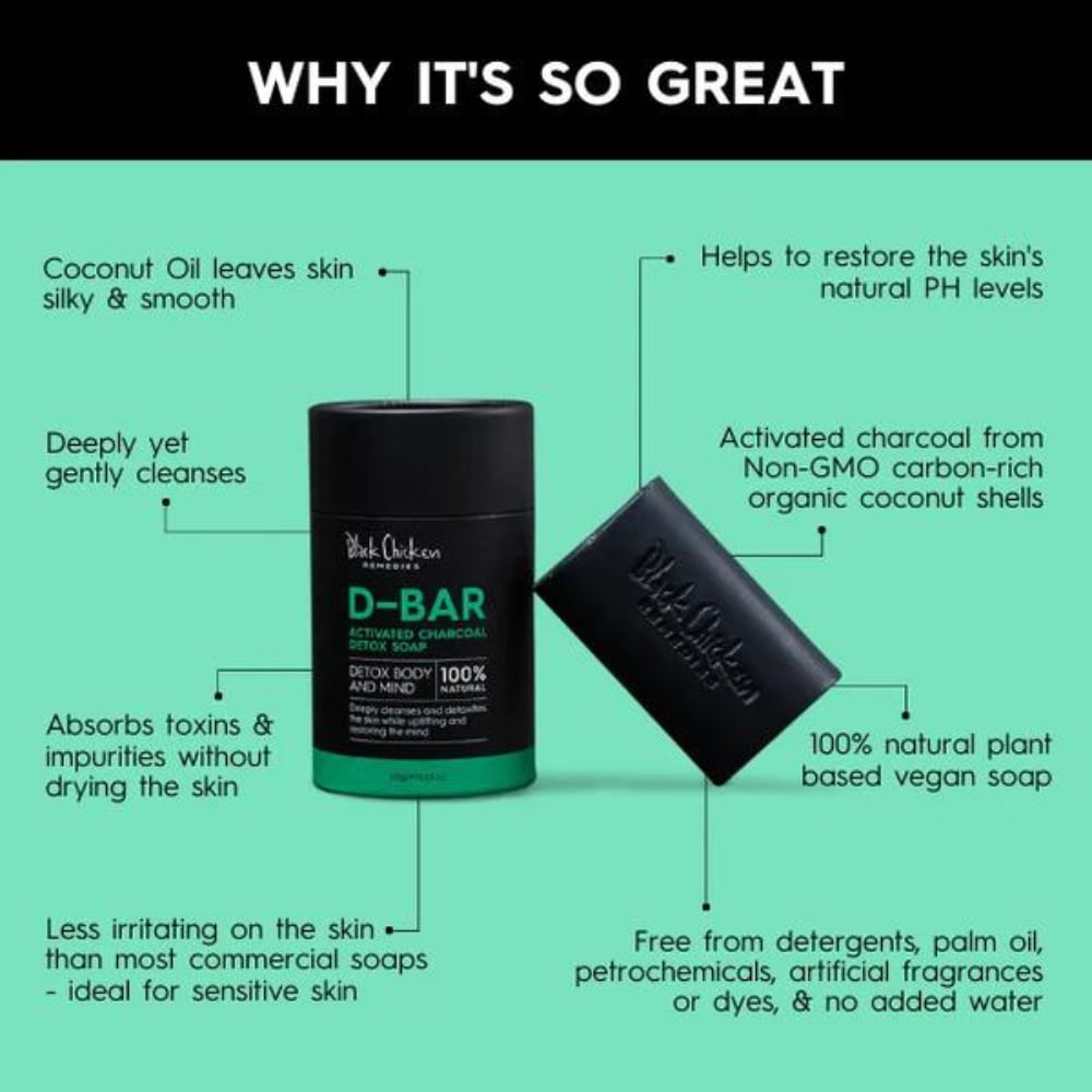 Black Chicken D-Bar Activated Charcoal Detox Soap 100g