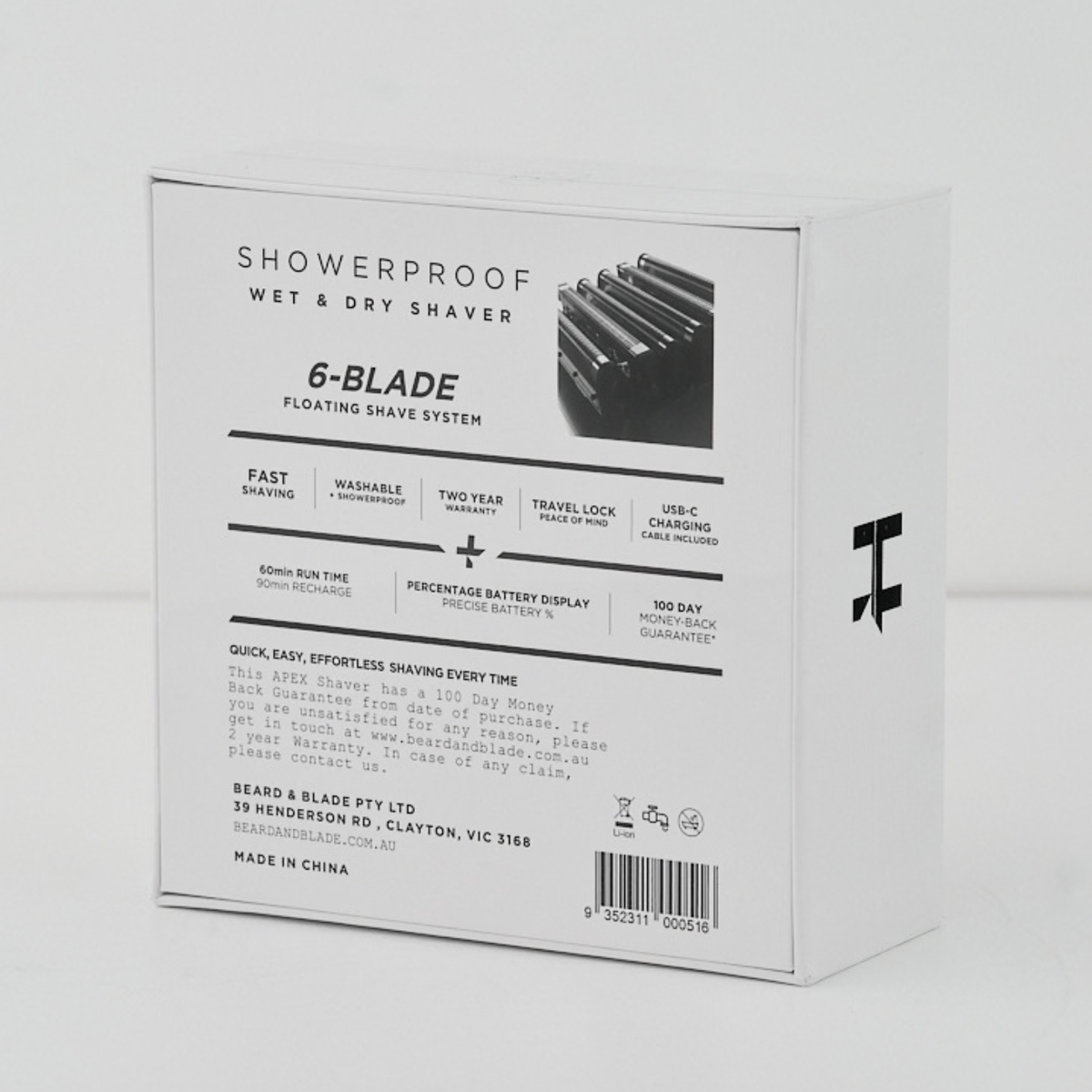 HERO Apex Wet & Dry Shaver box back