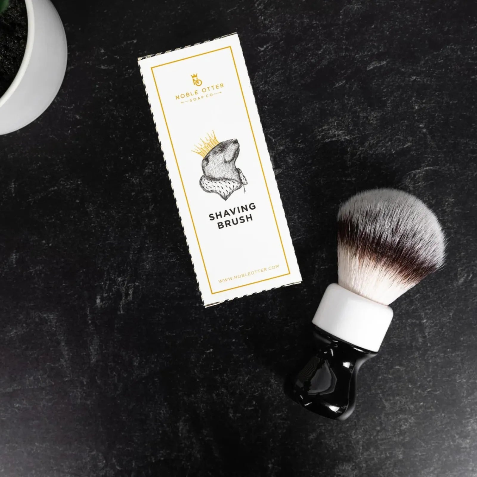 Noble Otter Synthetic Shaving Brush Black White