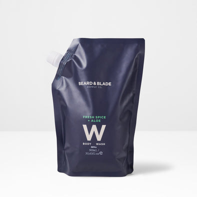 Beard & Blade Body Wash Refill Fresh Spice & Aloe 900ml