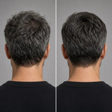 Beard & Blade Darkening Hair Clay before and after, greys blended into dark hair