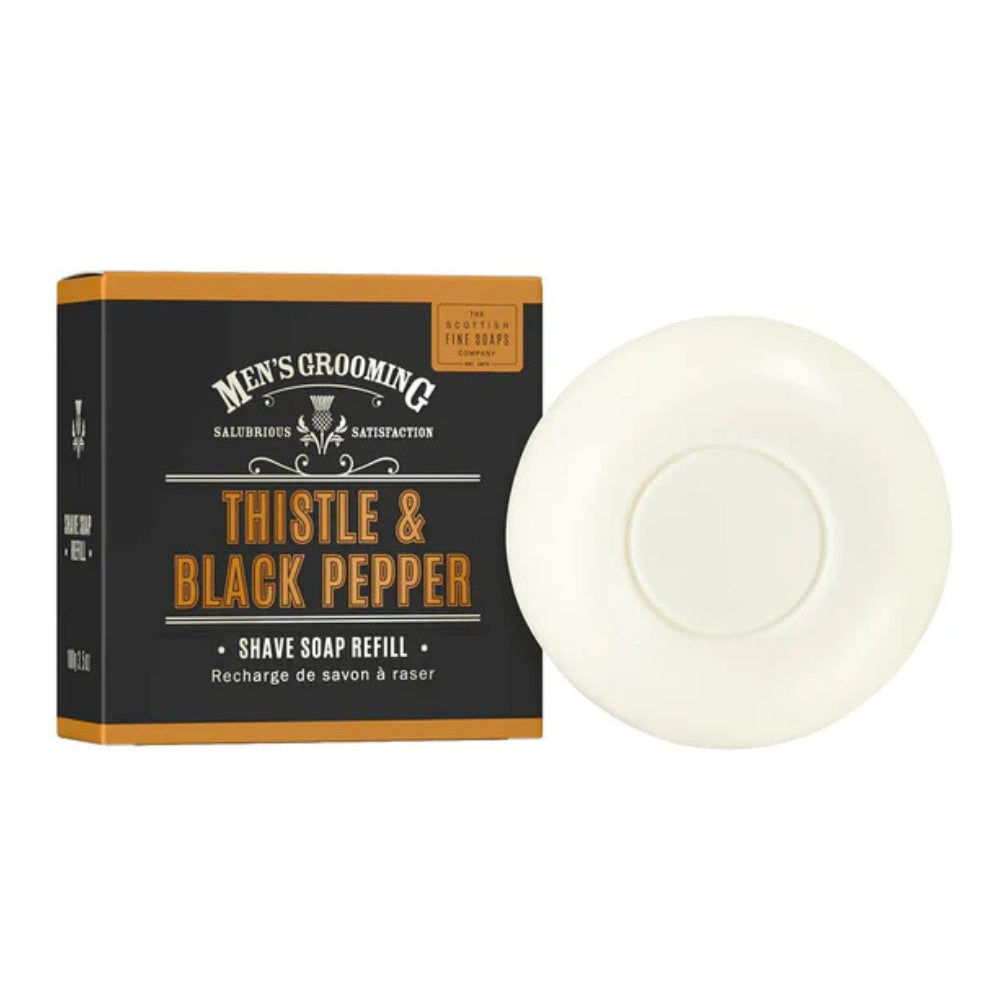 The Scottish Fine Soaps Thistle & Black Pepper Shave Soap Refill 100g