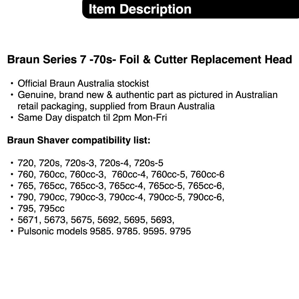 BRAUN 70s Series 7 Foil & Cutter Replacement Head for 790CC 760CC 720S –  Beard & Blade