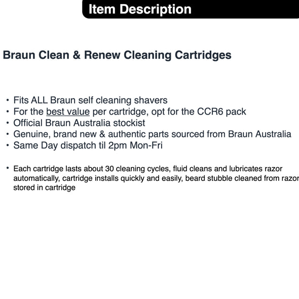 Braun Clean and Renew 6x Cartridges Cleaning Replacements CCR2 CCR4 CCR6