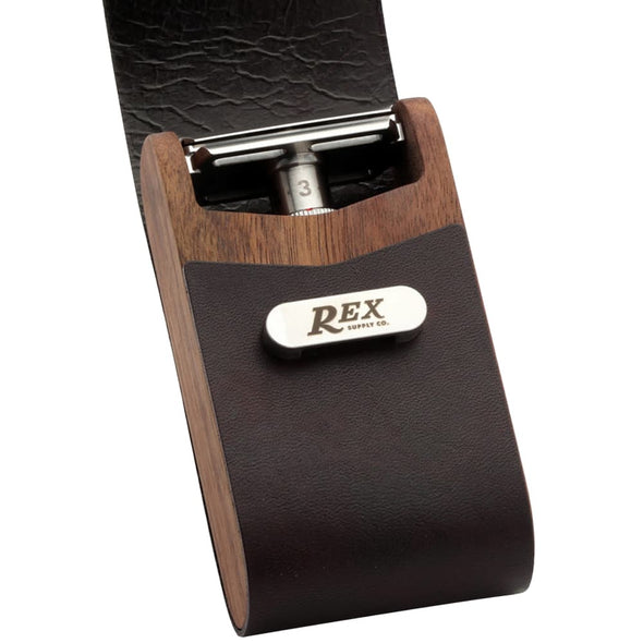 Rex Ambassador Razor Case Leather & Walnut