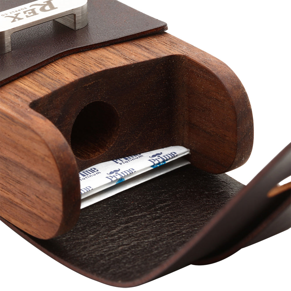 Rex Ambassador Razor Case Leather & Walnut